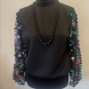 Black long sleeve  Sequin Sleeve Top like new